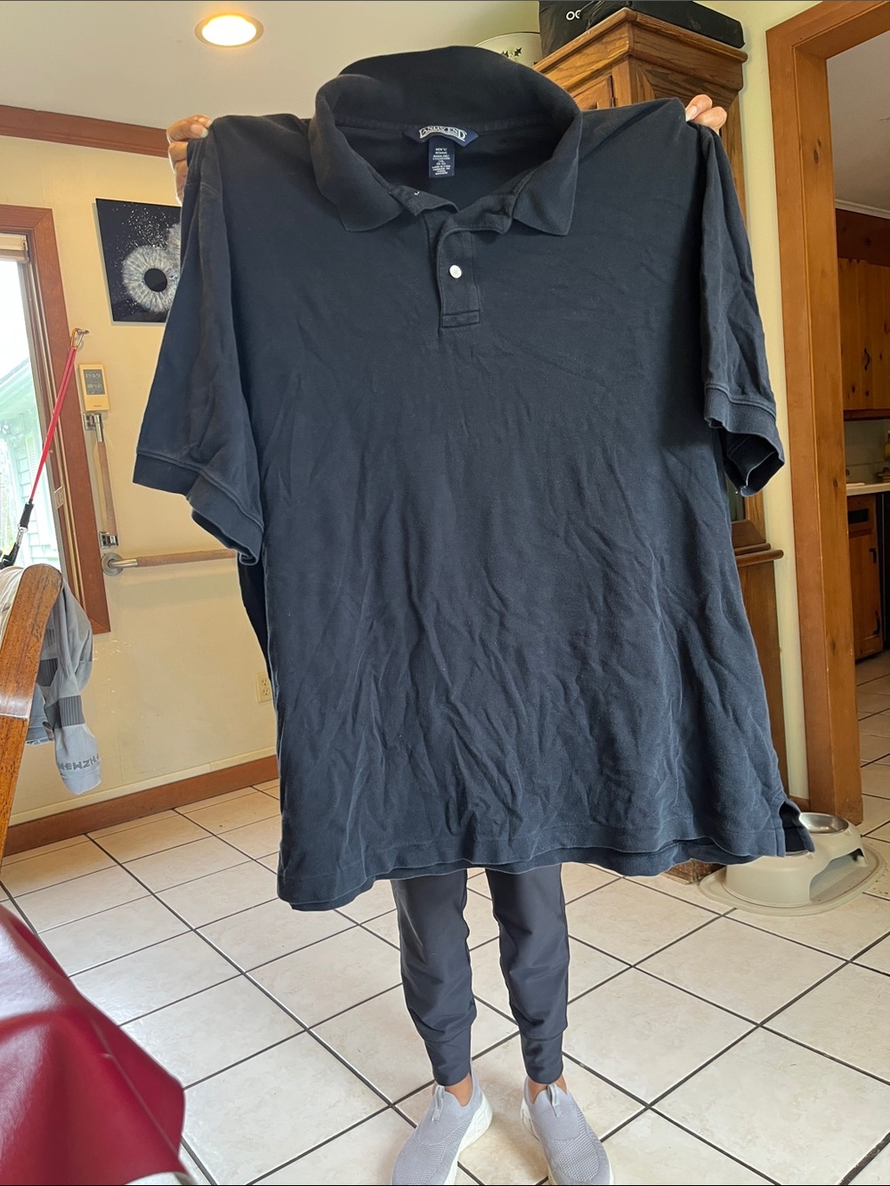 Lands End Black Men's Polo Shirt - Classic Short Sleeve